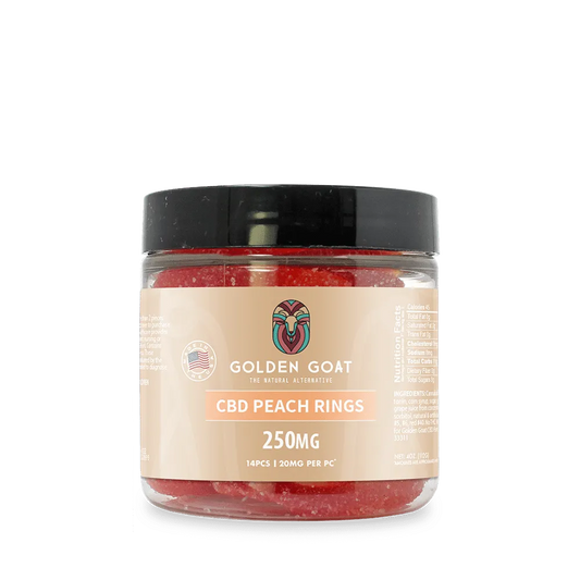 Golden Goat CBD Gummies 250MG | Peach Rings | PuffPlug305 | BestHempFinds