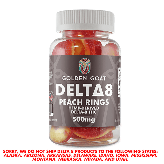 Golden Goat Delta 8 Gummies 500MG | Peach Rings | PuffPlug305 | BestHempFinds