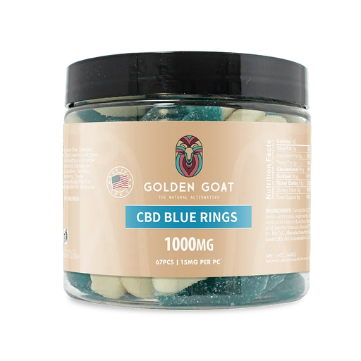 Golden Goat CBD Gummies 1000MG | Blue Raspberry Rings | PuffPlug305 | BestHempFinds
