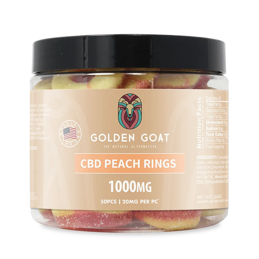 Golden Goat CBD Gummies 1000MG | Peach Rings | PuffPlug305 | BestHempFinds