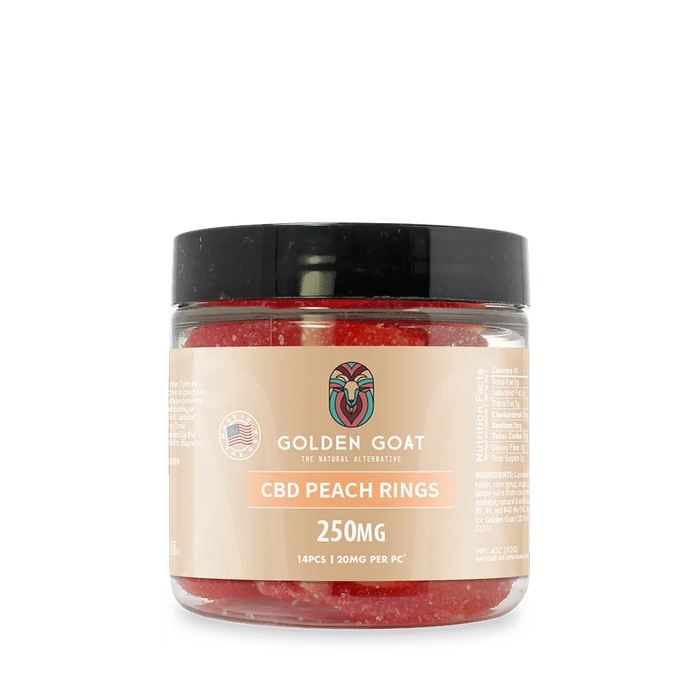Golden Goat CBD Gummies 250MG | Peach Rings | PuffPlug305 | BestHempFinds