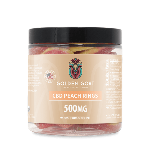 Golden Goat CBD Gummies 500MG | Peach Rings | PuffPlug305 | BestHempFinds