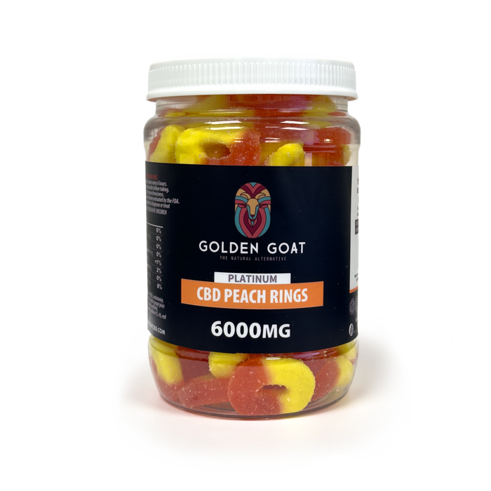 Golden Goat CBD Gummies 6000MG | Peach Rings | PuffPlug305 | BestHempFinds
