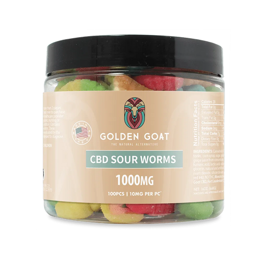 Golden Goat CBD Gummies 1000MG | Sour Worms | PuffPlug305 | BestHempFinds