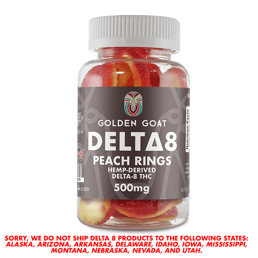 Golden Goat Delta 8 Gummies 500MG | Peach Rings | PuffPlug305 | BestHempFinds