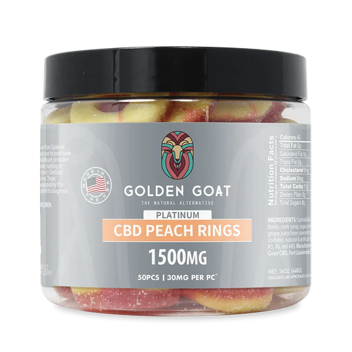 Golden Goat CBD Gummies 1500MG | Peach Rings | PuffPlug305 | BestHempFinds