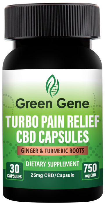 Turbo Pain Relief CBD Capsules W/ Ginger & Turmeric Roots (750MG-1500MG)