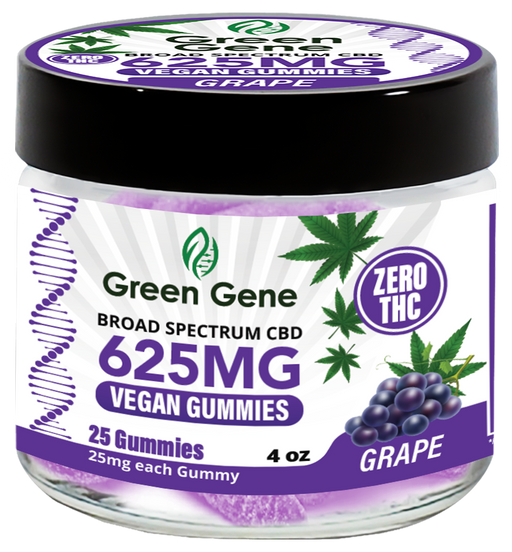 Green Gene CBD Vegan Gummies 625MG | Grape | PuffPlug305 | BestHempFinds