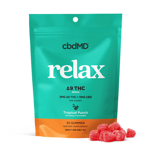 cbdMD Delta 9 THC Relax Gummies 100MG Tropical Punch | Puff Plug 305