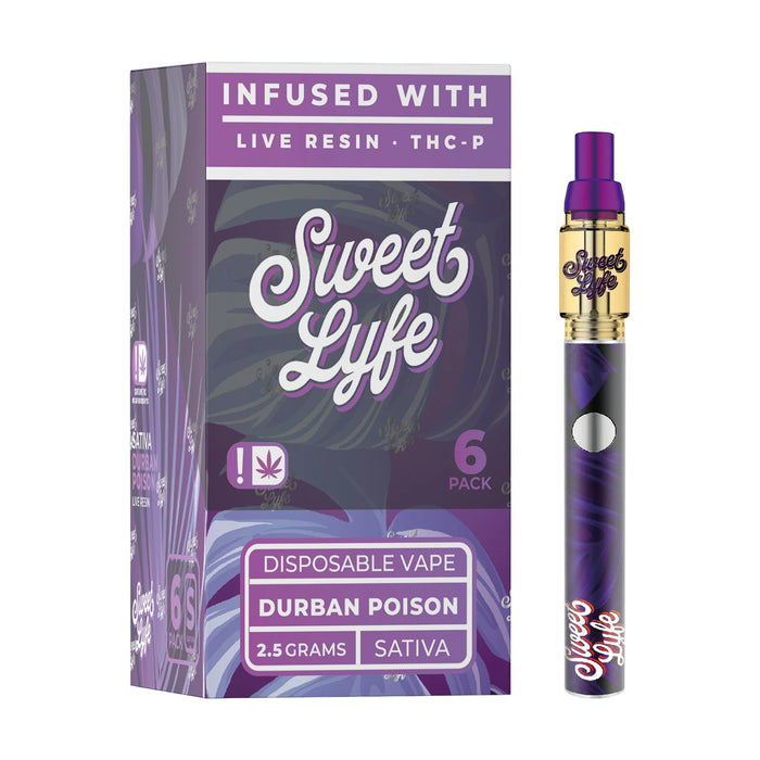 Disposable Vape Pen 2.5ml Infused with Live Resin Delta 8 + THCP Blend - Durban Poison - Sativa