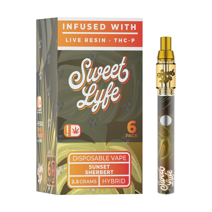 Disposable Vape Pen 2.5ml Infused with Live Resin Delta-8 + THCP - Sunset Sherbert - Indica